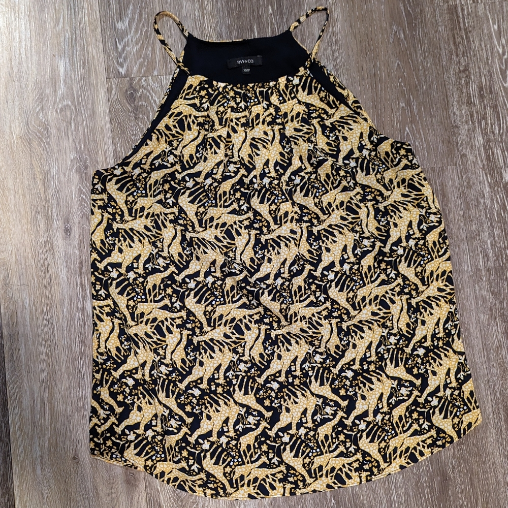 RW&Co womens giraffe pattern dress tank shirt
